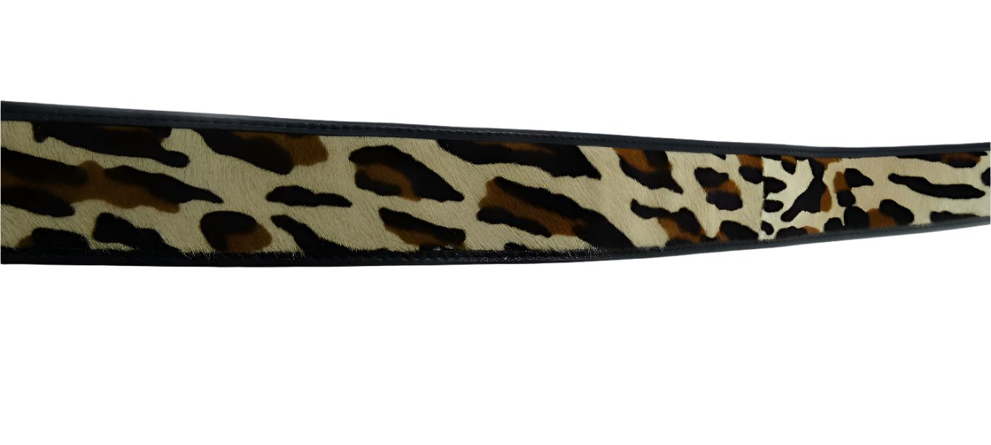 Fendi Black Leather and Leopard Pony Belt Belt Fendi