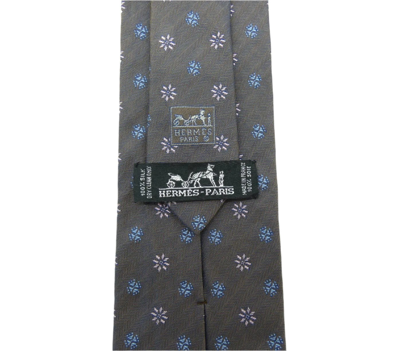 Hermès Brown Blue and Pink Flower Graphic Silk Tie Ties Hermès