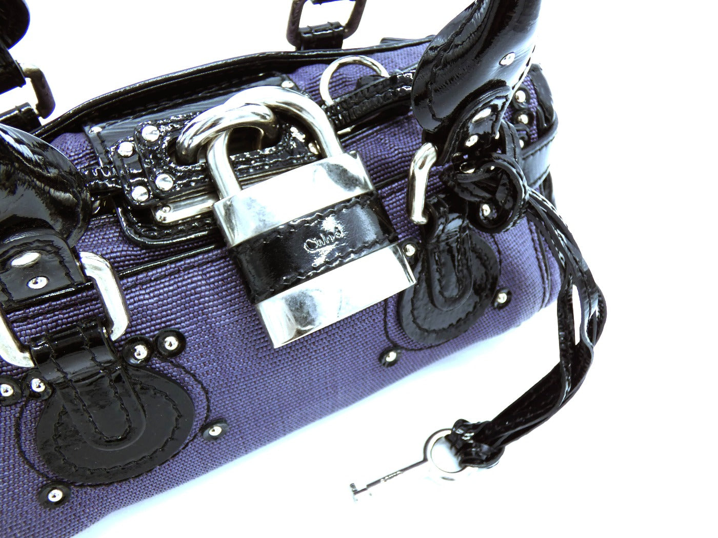 Chloe Lilac and Black Patent Leather Mini Paddington Bag Bag Chloe