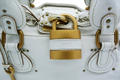 Chloe White Leather Large Paddington Bag Bag Chloe