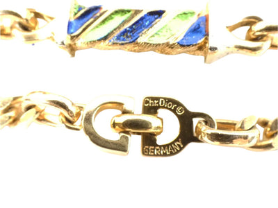 Christian Dior Vintage Long Gold with Blue Necklace Necklace Christian Dior