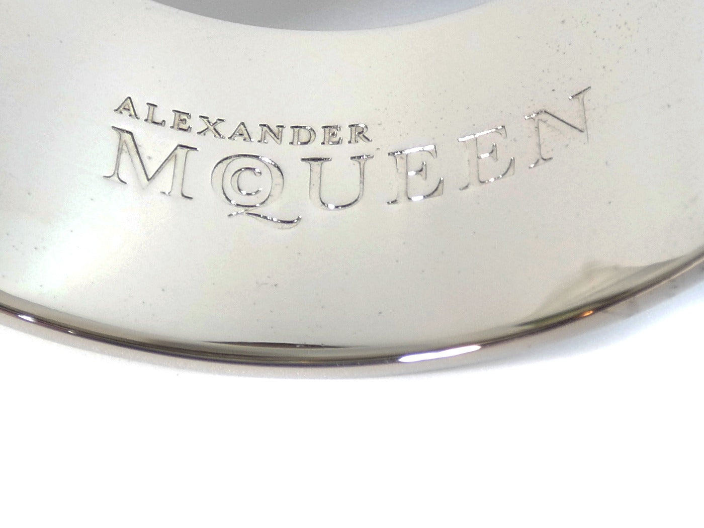 Alexander McQueen Silver and White Skull Bangle Bracelet Alexander McQueen