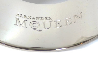 Alexander McQueen Silver and White Skull Bangle Bracelet Alexander McQueen