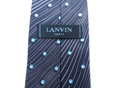 Lanvin Blue Dot and Stripe Graphic Silk Tie Ties Lanvin
