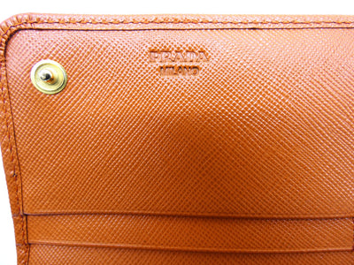 Prada Vintage Orange Saffiano Fiocco Bow Long Wallet Wallet Prada