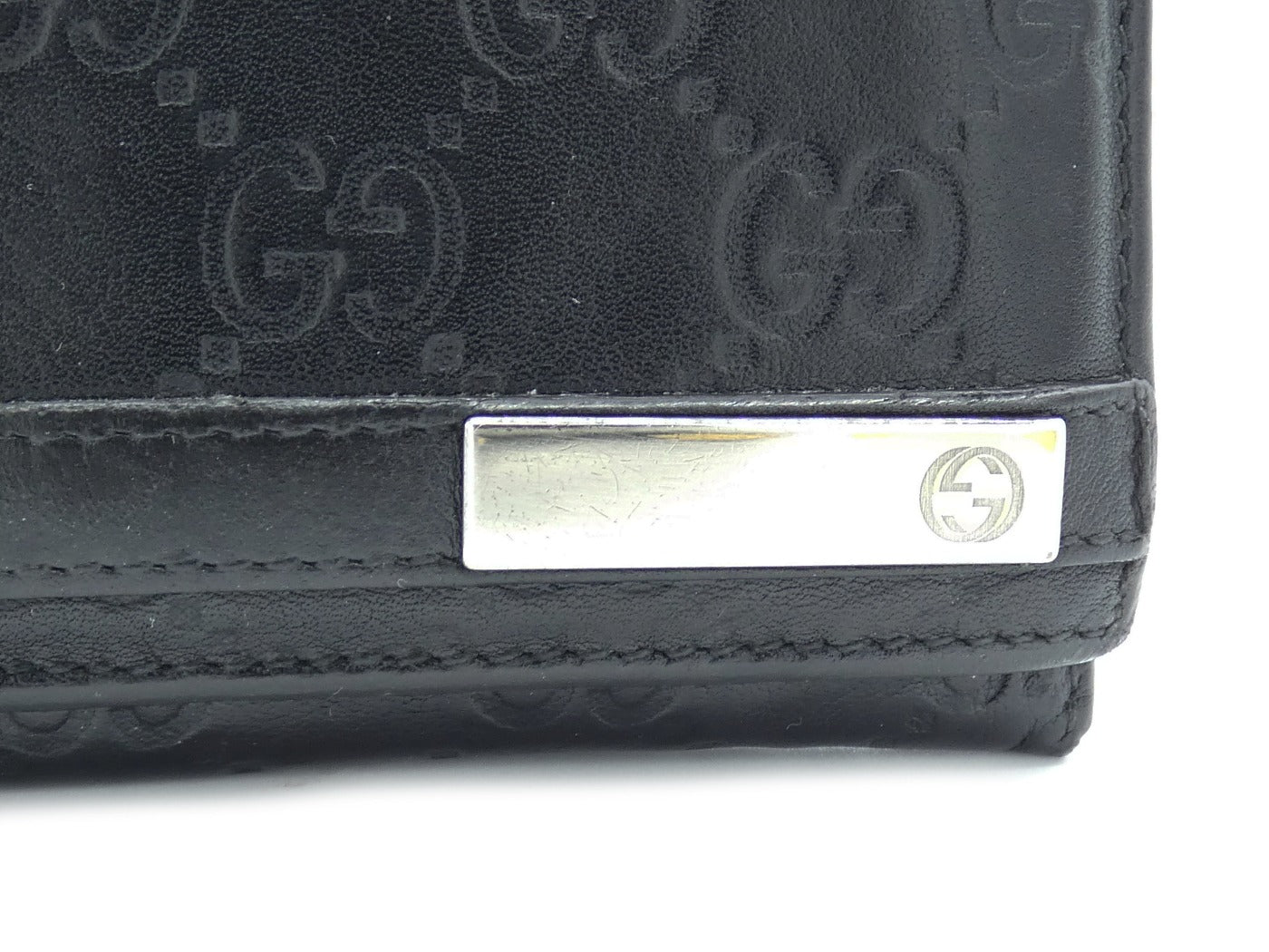 Gucci Black Leather Vintage GG Guccissima Long Wallet Wallet Gucci