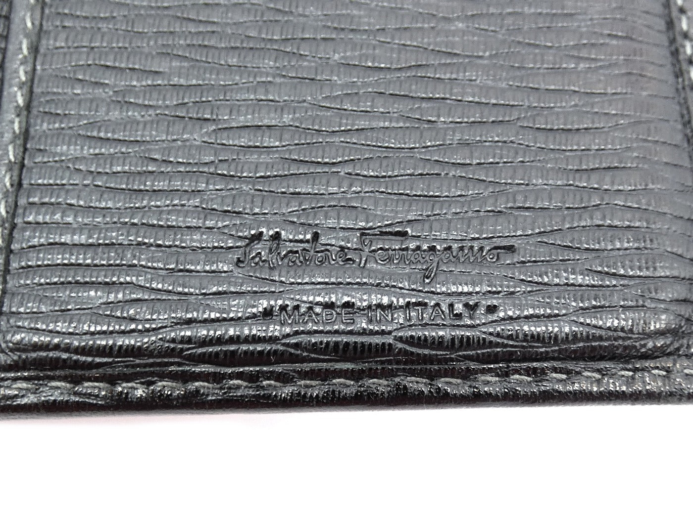Salvatore Ferragamo Black Grained Continental Long Wallet Wallet Salvatore Ferragamo