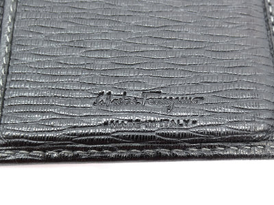 Salvatore Ferragamo Black Grained Continental Long Wallet Wallet Salvatore Ferragamo