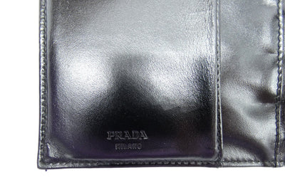 Prada Black Leather and Nylon Agenda Wallet Prada