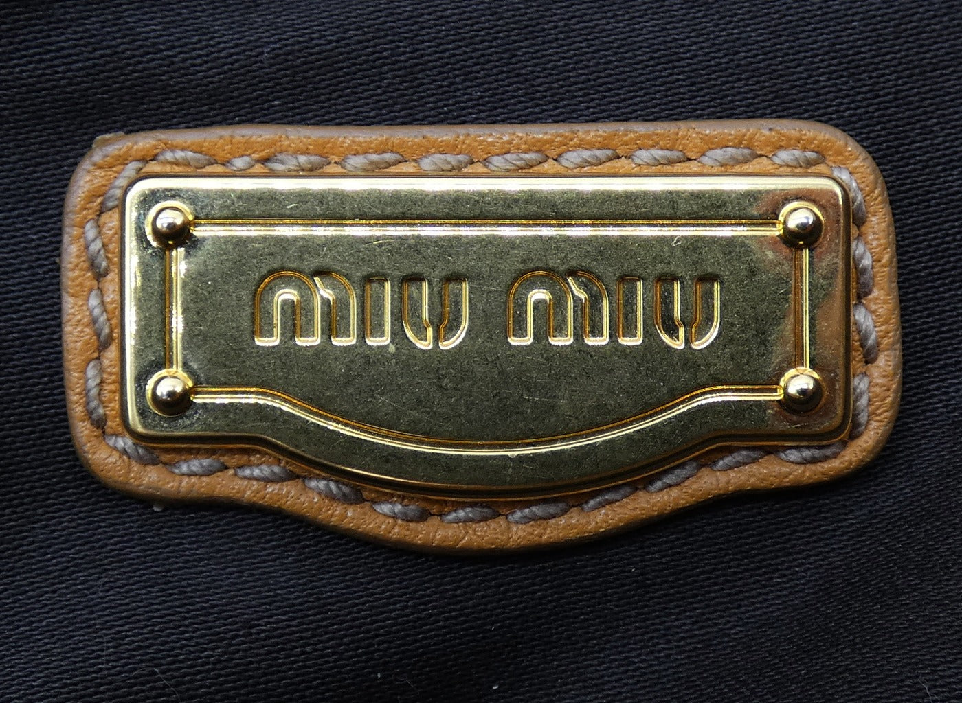 Miu Miu Vitello Daino English Tan Grained Leather Handbag Bag Miu Miu