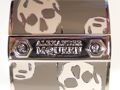 Alexander McQueen Silver and White Skull Bangle Bracelet Alexander McQueen