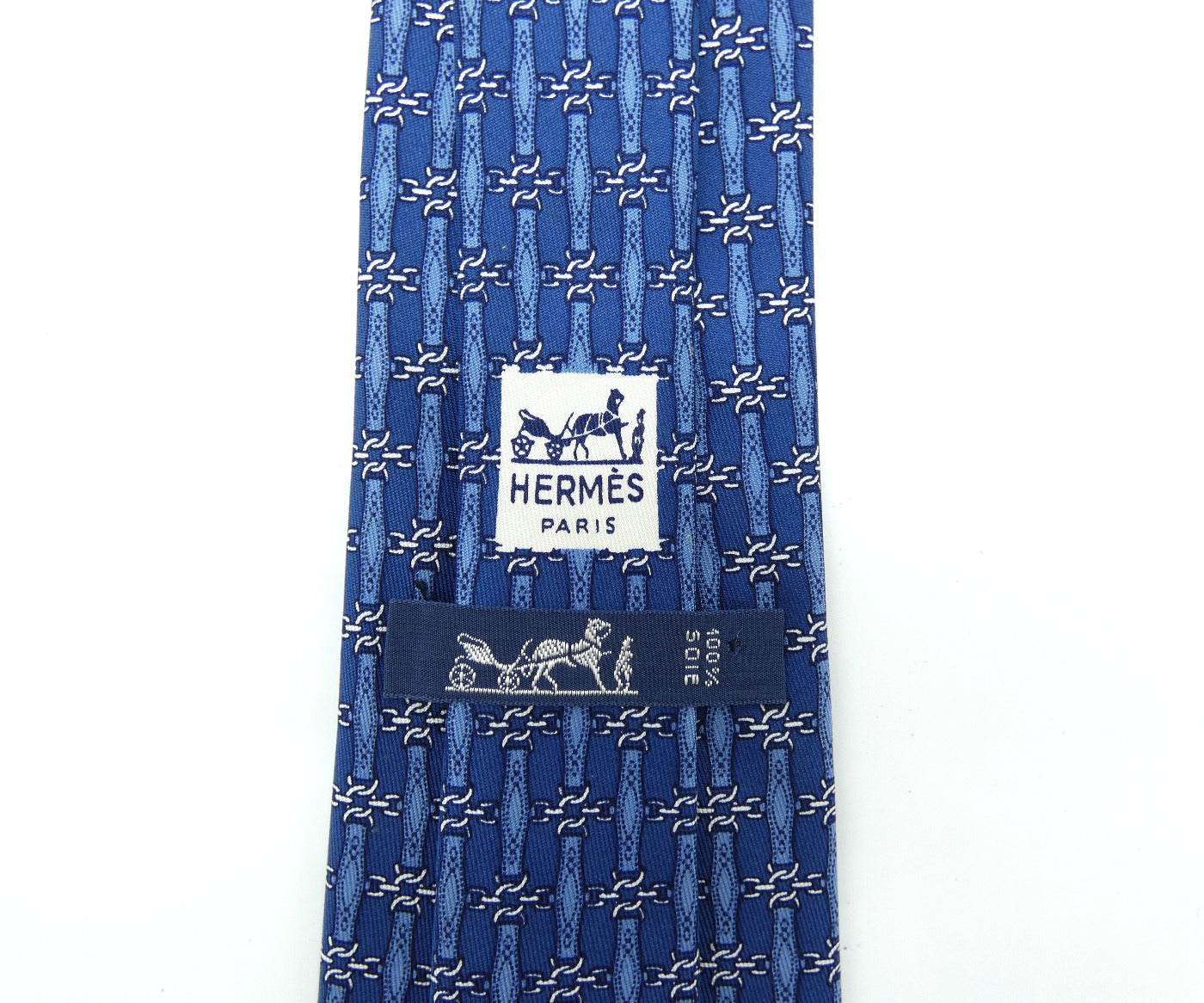 Hermès Blue Chain-link Graphic Silk Tie Ties Hermès