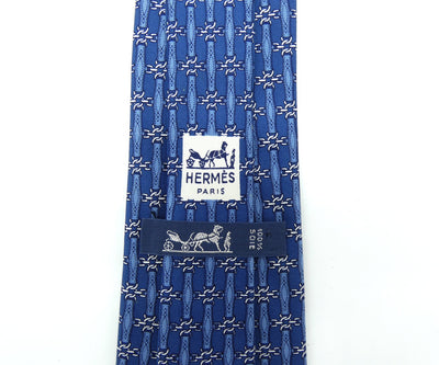 Hermès Blue Chain-link Graphic Silk Tie Ties Hermès