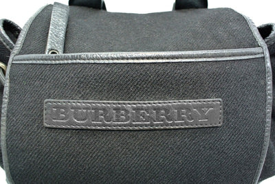 Burberry Vintage Black Leather and Wool Backpack Bag, Backpack Burberry
