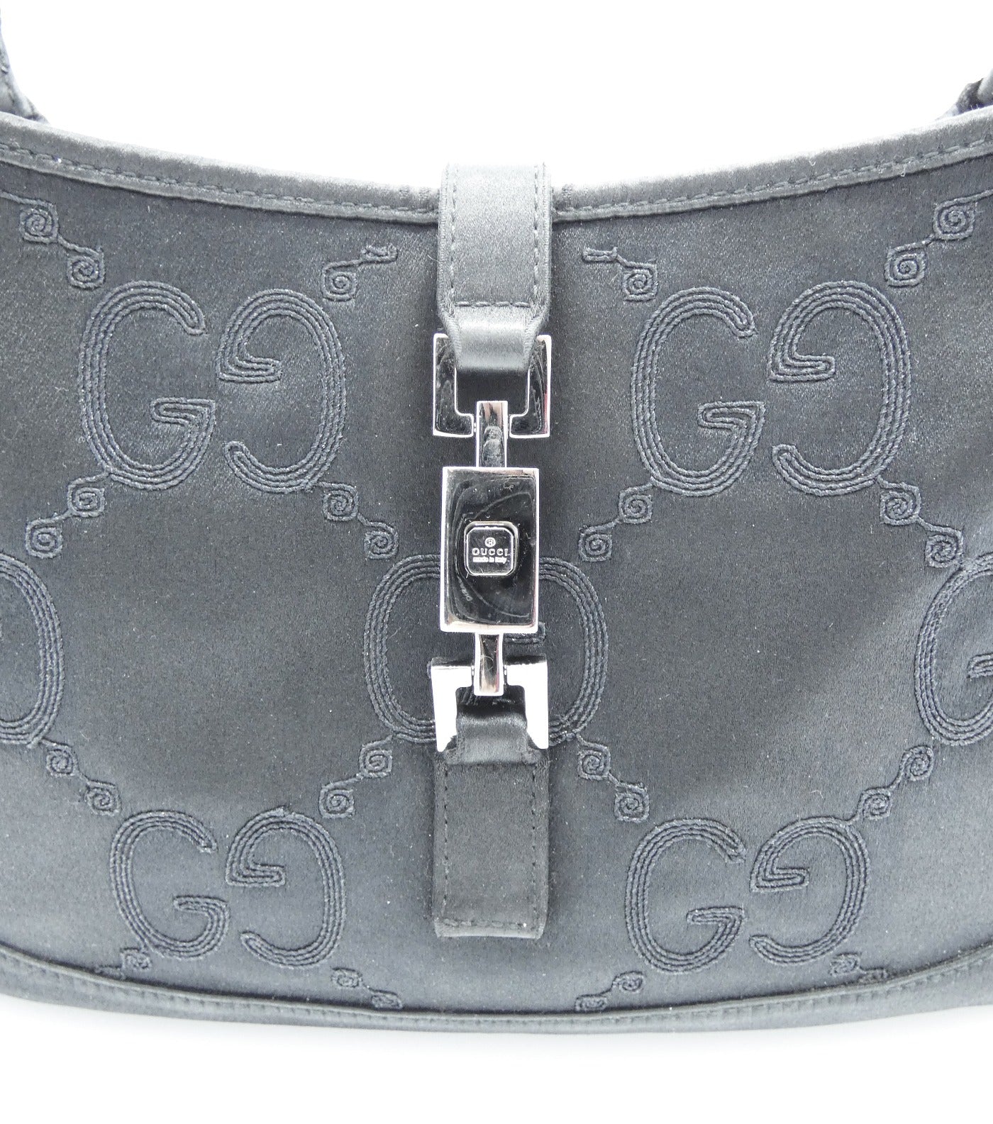 Gucci Black Satin Mini Jackie GG Evening Bag Bag Gucci