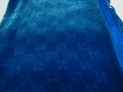 Gucci GG Monogram Turquoise Velvet and Satin Scarf Scarf Gucci