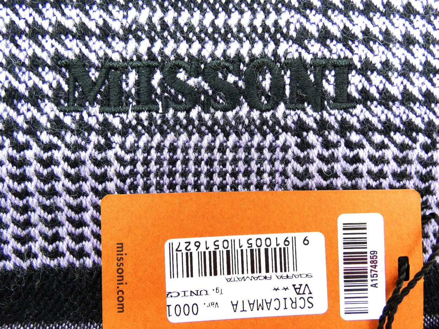 Missoni Lilac and Black Wool Houndstooth Scarf Scarf Missoni