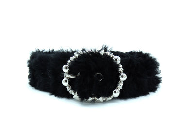 Miu Miu Mohair Fur and Black Leather Belt Belt Miu Miu
