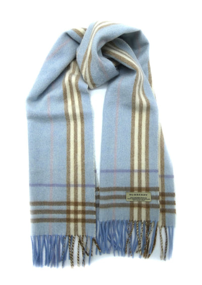 Burberry Cashmere and Wool Icon Stripe Blue Scarf Scarf Burberry
