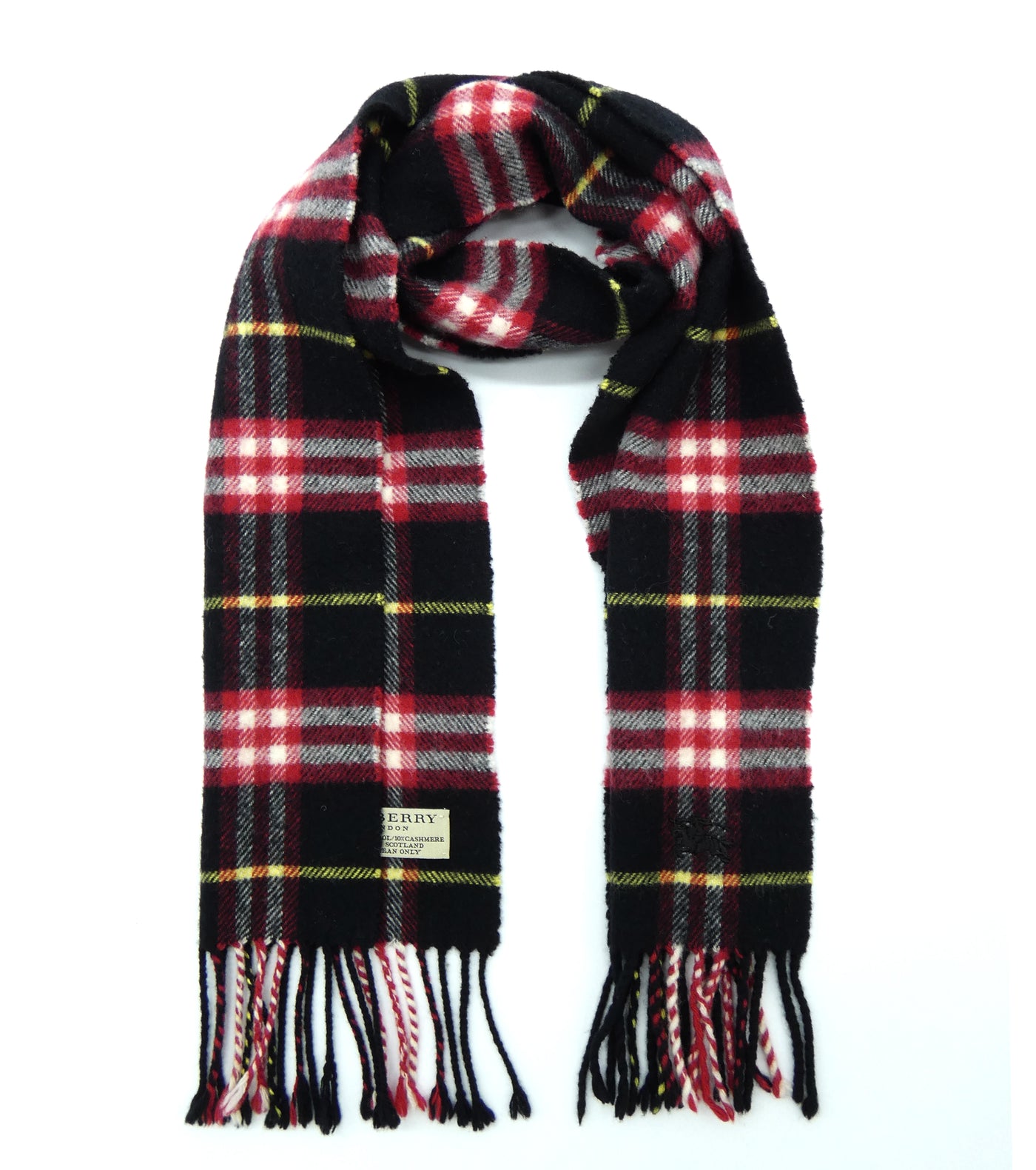 Burberry Wool and Cashmere House Check Black, Red and White Child's Scarf Scarf Burberry