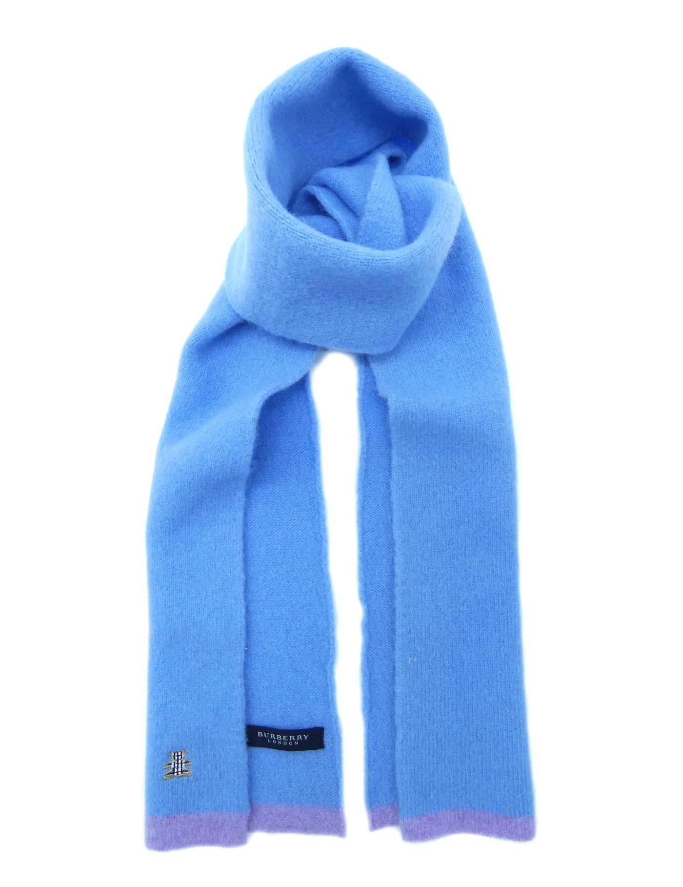 Burberry Lambswool Solid Blue Child's Scarf Scarf Burberry