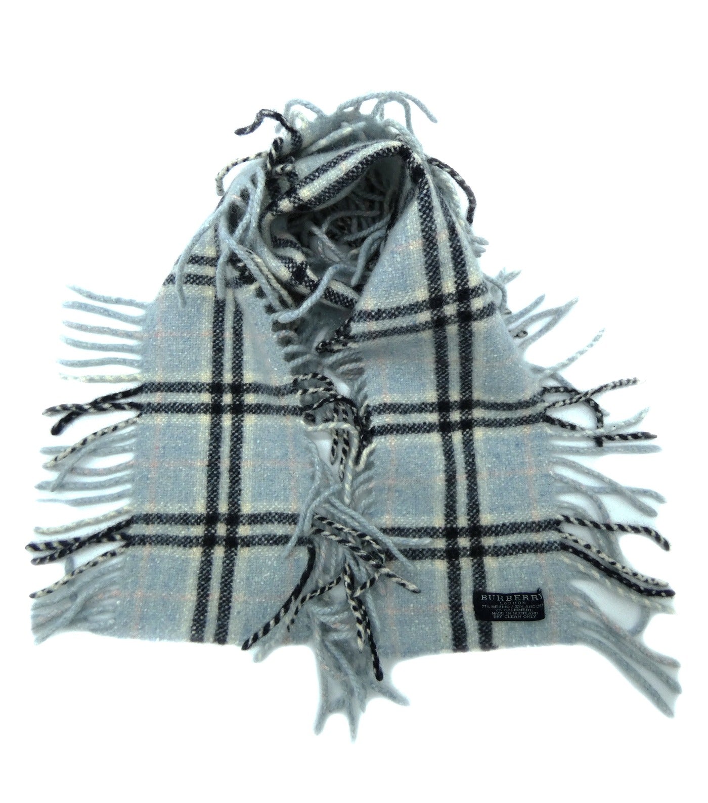Burberry Merino Wool, Angora and Cashmere Light Blue Happy Scarf Scarf Burberry