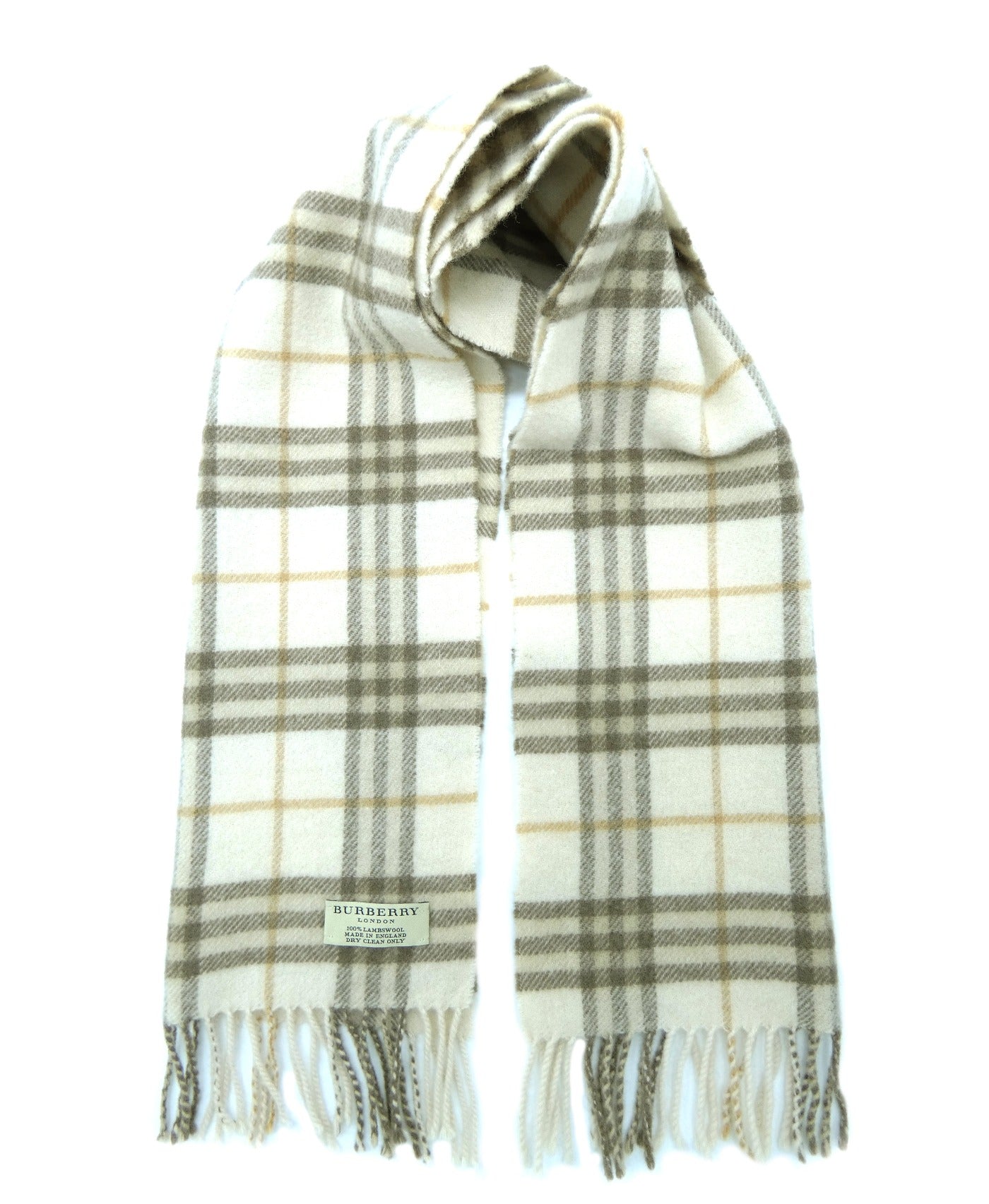 Burberry Lambswool House Check Cream and Brown Scarf Scarf Burberry