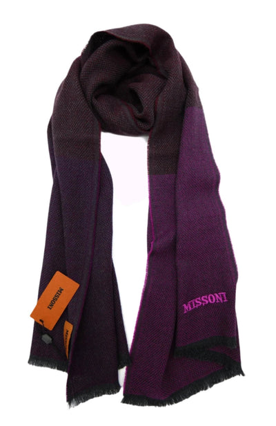Missoni Deep Purple and Grey Wool Scarf Scarf Missoni