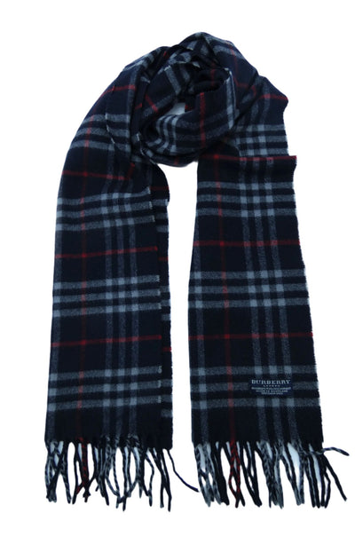 Burberry Merino Wool and Cashmere House Check Navy Scarf Scarf Burberry