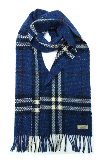 Burberry Merino Wool and Angora Giant Nova Check Blue Scarf Scarf Burberry