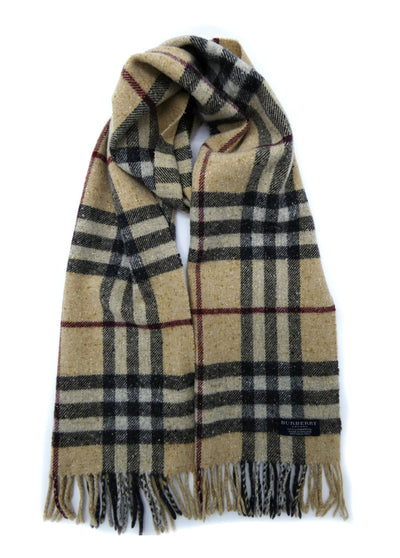 Burberry Bobbled Lambswool Classic Nova Check Camel Scarf Scarf Burberry