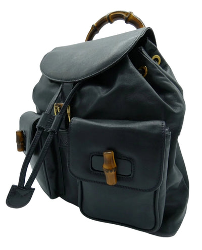 Gucci Vintage Dark Blue Leather Backpack Bag, Backpack Gucci
