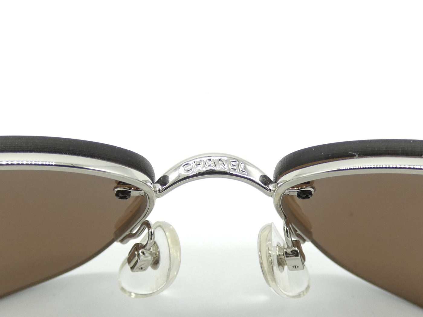 Chanel Brown Camellia Flower Rimless CC Sunglasses 4135