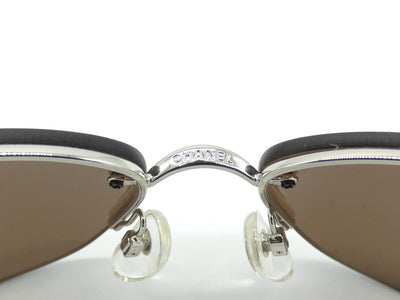 Chanel Brown Camellia Flower Rimless CC Sunglasses 4135 Sunglasses Chanel