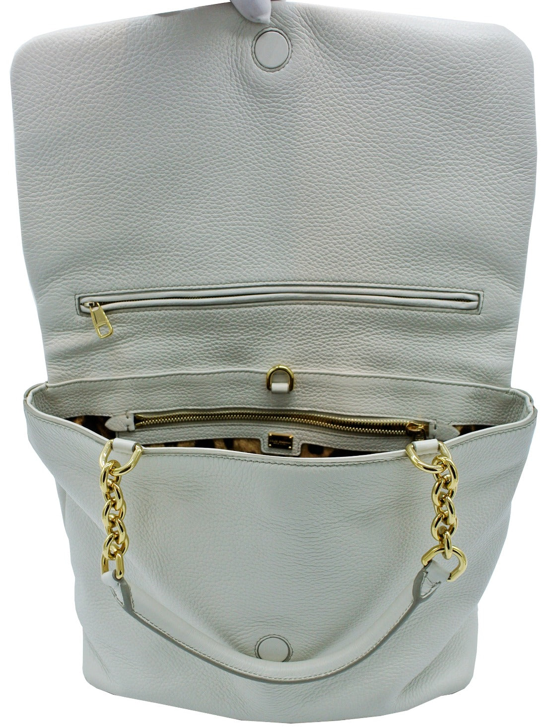 Dolce & Gabbana Convertible Ivory Leather Flap Bag Bag Dolce & Gabbana