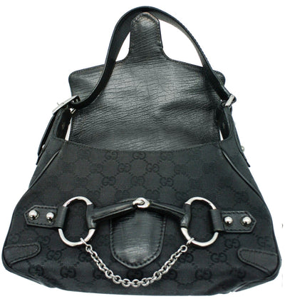 Gucci Black GG Canvas Horsebit Chain Flap Bag Bag Gucci