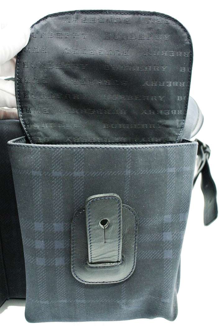 burberry colour block vintage check and leather backpack- blue/orange range Burberry Vintage Black and Blue House Check Backpack – Occhi Azzurri