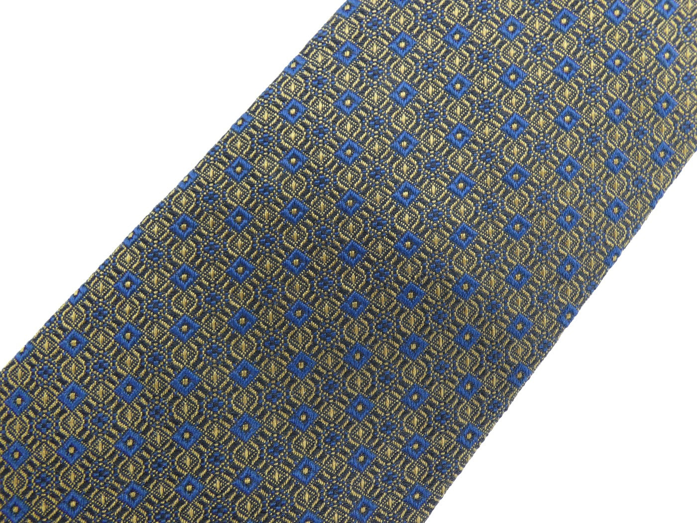 Valentino Blue and Tan Graphic Print Silk Tie Ties Valentino