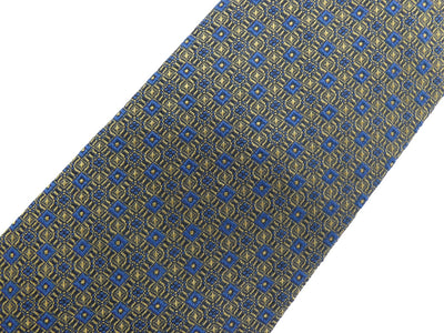 Valentino Blue and Tan Graphic Print Silk Tie Ties Valentino