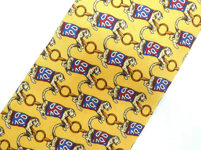 Fendi Vintage Graphic Leopard Circus Print Silk Tie Ties Fendi