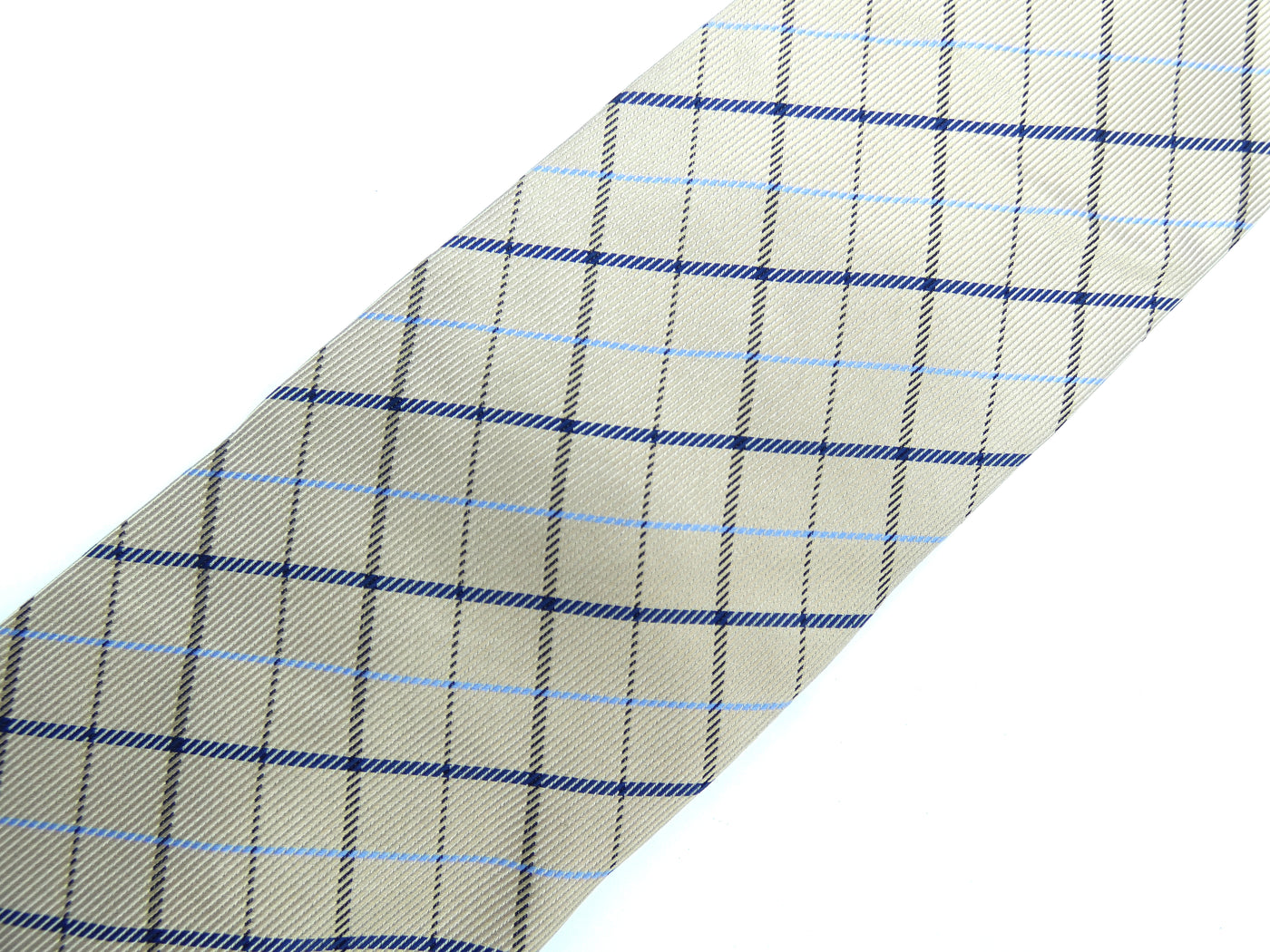 Burberry Grey and Blue Plaid Silk Tie Ties Burberry
