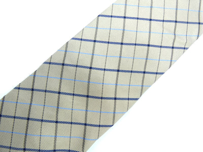 Burberry Grey and Blue Plaid Silk Tie Ties Burberry