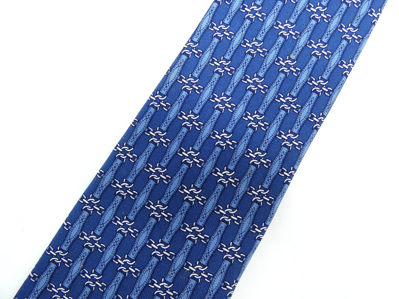 Hermès Blue Chain-link Graphic Silk Tie Ties Hermès