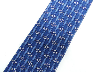 Hermès Blue Chain-link Graphic Silk Tie Ties Hermès
