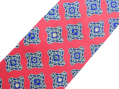 Burberrys Vintage Red and Navy Graphic Print Silk Tie Ties Burberry