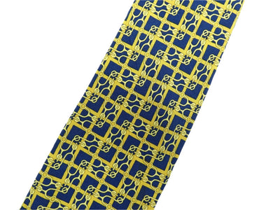 Hermès Blue and Gold Abstract Graphic Silk Tie Ties Hermès