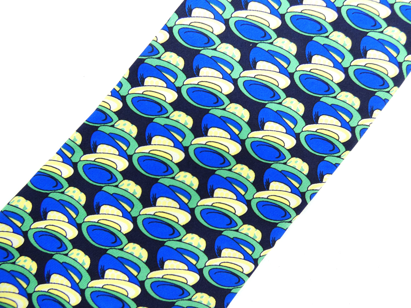 Fendi Vintage Blue Hats Silk Tie Ties Fendi