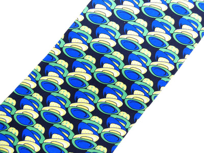 Fendi Vintage Blue Hats Silk Tie Ties Fendi