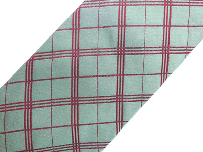 Burberry Silver and Bordeaux Nova Check Silk Tie Ties Burberry