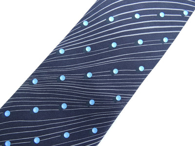 Lanvin Blue Dot and Stripe Graphic Silk Tie Ties Lanvin
